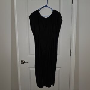 Vintage 80s Black Velvet Bow Dress